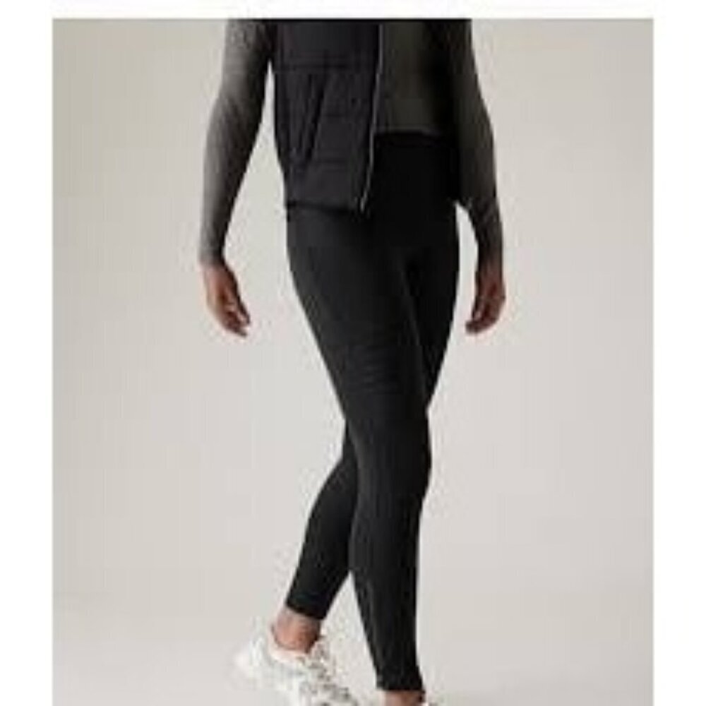 ATHLETA Delancey Moto Tight Women's SIZE MEDIUM Legging Pockets Stretch Black
